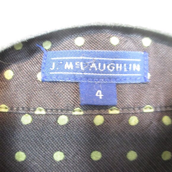 J. McLaughlin Women's Silk Button Up Shirt Long Sleeve Brown Polka Dot Size 4 - Picture 3 of 9